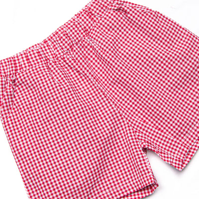 Trucking Along Applique Short Set, Red