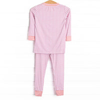 Pink Gingham Bamboo Pajama Set, Pink