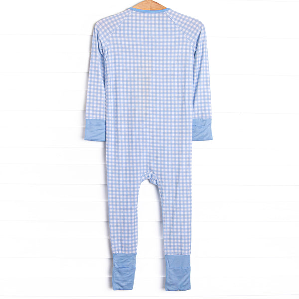 Blue Gingham Bamboo Zippy Pajama, Blue