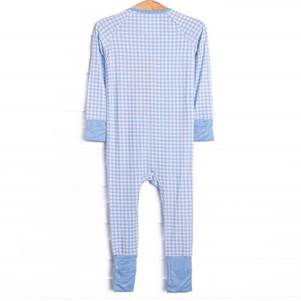 Blue Gingham Bamboo Zippy Pajama, Blue