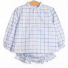 Poised Plaid Diaper Set, Blue