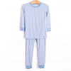 Blue Gingham Bamboo Pajama Set, Blue