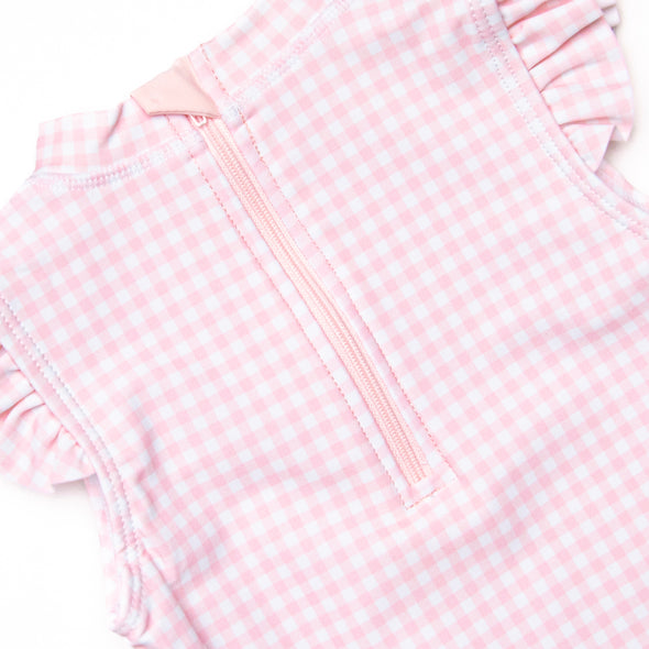 Tickled Pink Gingham One Piece, Pink