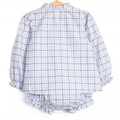 Poised Plaid Diaper Set, Blue