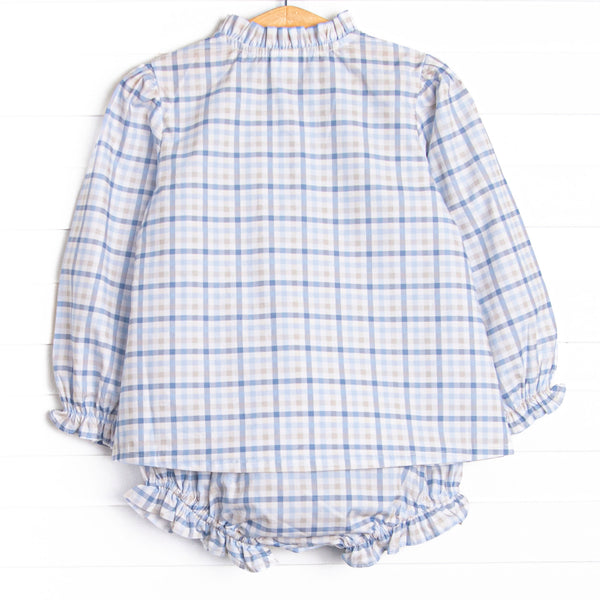 Poised Plaid Diaper Set, Blue