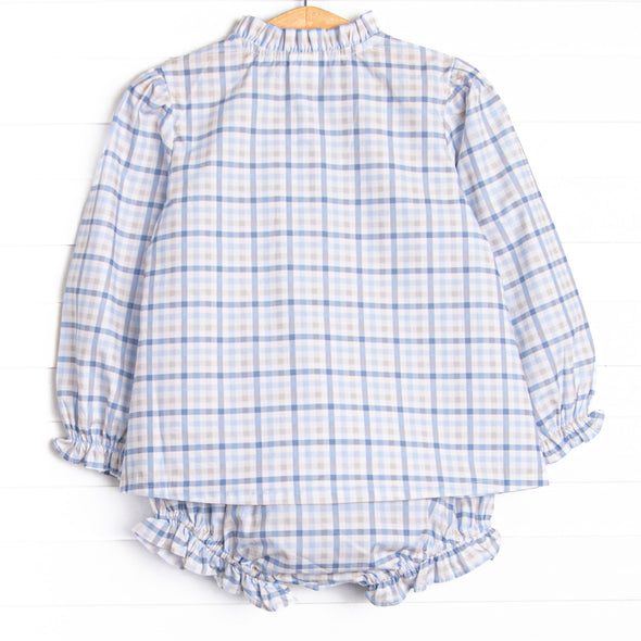 Poised Plaid Diaper Set, Blue