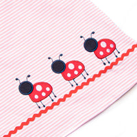 Ladybug Line Applique Ruffle Short Set, Pink Stripe