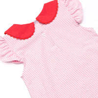 Ladybug Line Applique Ruffle Short Set, Pink Stripe