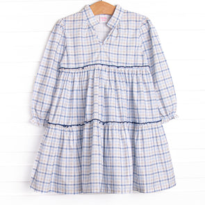 Poised Plaid Dress, Blue