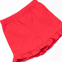 Ladybug Line Applique Ruffle Short Set, Pink Stripe