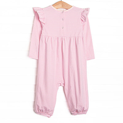 Gracie Romper, Light Pink Stripe