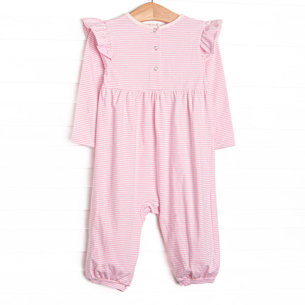 Gracie Romper, Light Pink Stripe