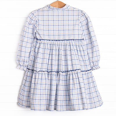 Poised Plaid Dress, Blue