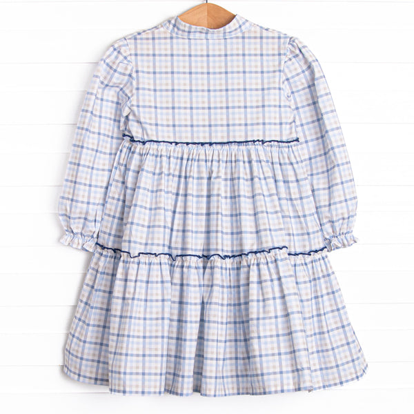 Poised Plaid Dress, Blue