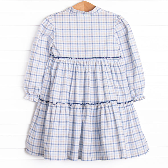 Poised Plaid Dress, Blue