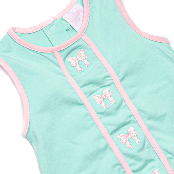 Beautiful Bows Embroidered Ruffle Short Set, Mint