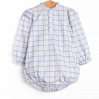 Poised Plaid Ruffle Bubble, Blue