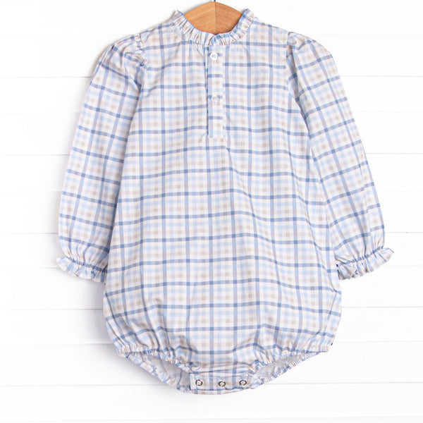 Poised Plaid Ruffle Bubble, Blue