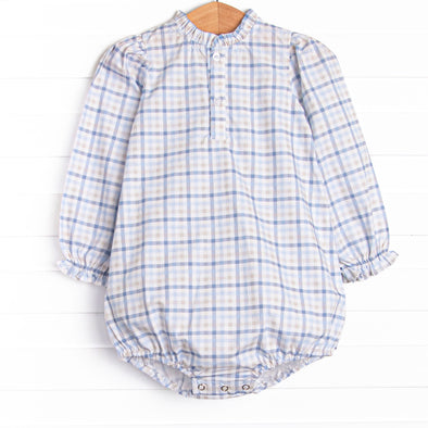 Poised Plaid Ruffle Bubble, Blue