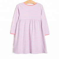 Amelia Dress, Pink and Light Purple Stripe