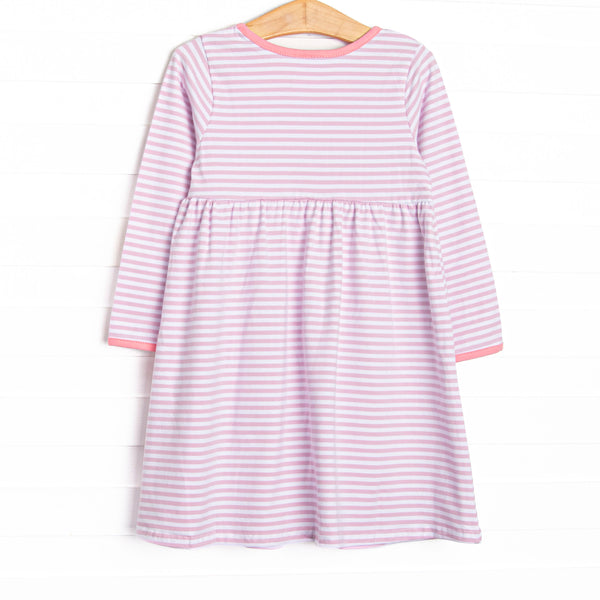 Amelia Dress, Pink and Light Purple Stripe