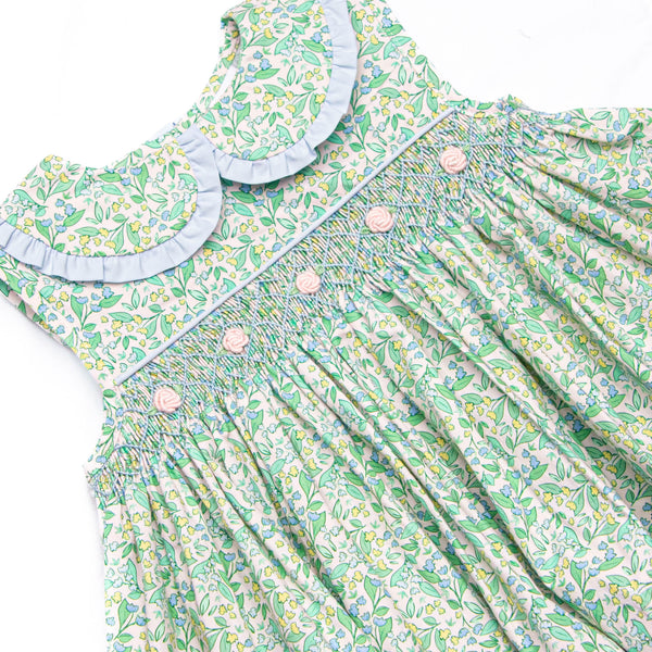 Born to Bloom Smocked Ruffle Short Set, Green