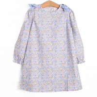 Poppy Fields Bow Dress, Blue