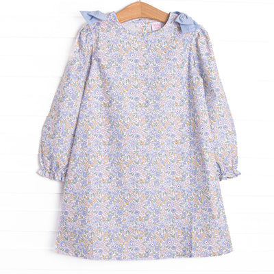 Poppy Fields Bow Dress, Blue