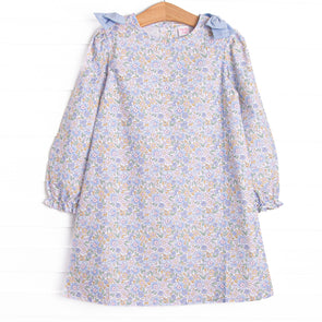 Poppy Fields Bow Dress, Blue