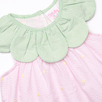 Little Berry Embroidered Ruffle Short Set, Pink