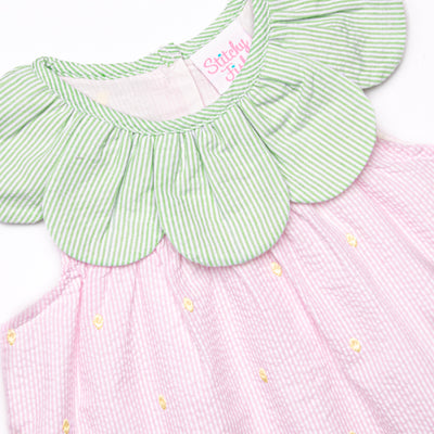 Little Berry Embroidered Ruffle Short Set, Pink