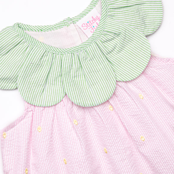 Little Berry Embroidered Ruffle Short Set, Pink