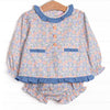 Drenched in Dahlias Embroidered Diaper Set, Blue