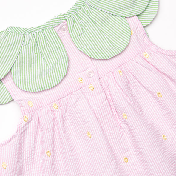 Little Berry Embroidered Ruffle Short Set, Pink