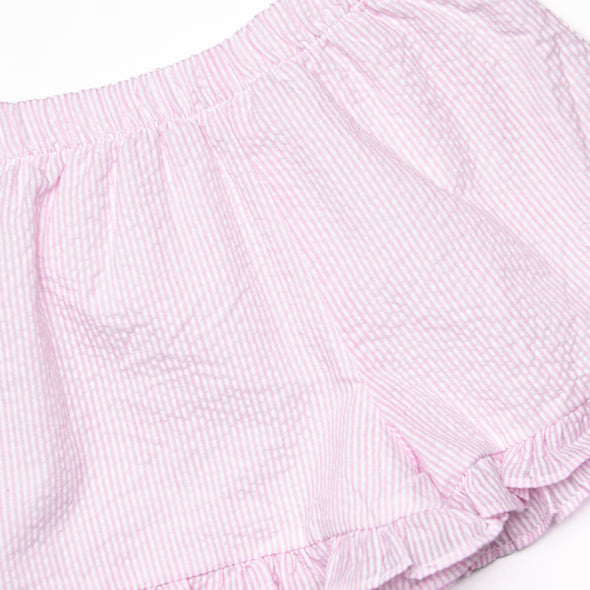 Little Berry Embroidered Ruffle Short Set, Pink