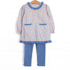 Drenched in Dahlias Embroidered Legging Set, Blue