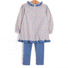 Drenched in Dahlias Embroidered Legging Set, Blue
