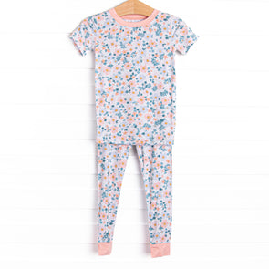 Garden Charm Bamboo Pajama Short Sleeve Set, Blue