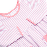 Amelia Dress, Pink and Light Purple Stripe