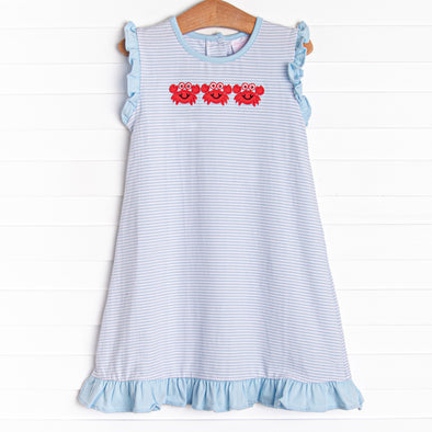 Cute and Crabby Applique Dress, Blue