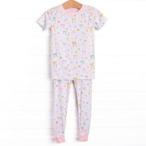 Pinwheel Pumpkin Patch Bamboo Pajama Short Sleeve Set, Pink