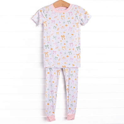 Pinwheel Pumpkin Patch Bamboo Pajama Short Sleeve Set, Pink