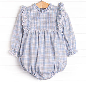 Bleu: Francine Smocked Bubble, Blue