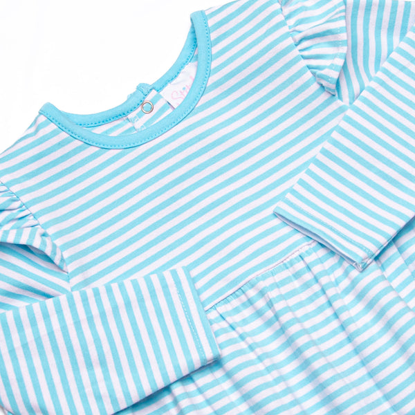 Gracie Romper, Aqua Stripe