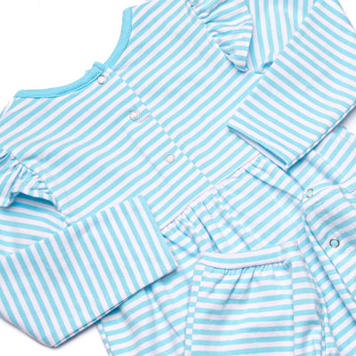Gracie Romper, Aqua Stripe
