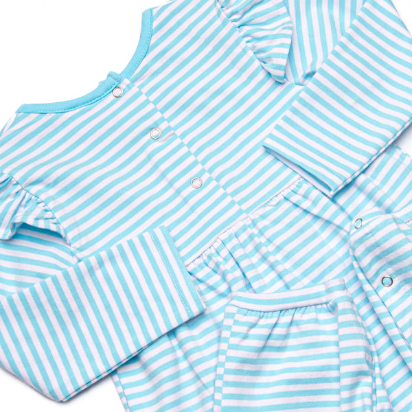 Gracie Romper, Aqua Stripe