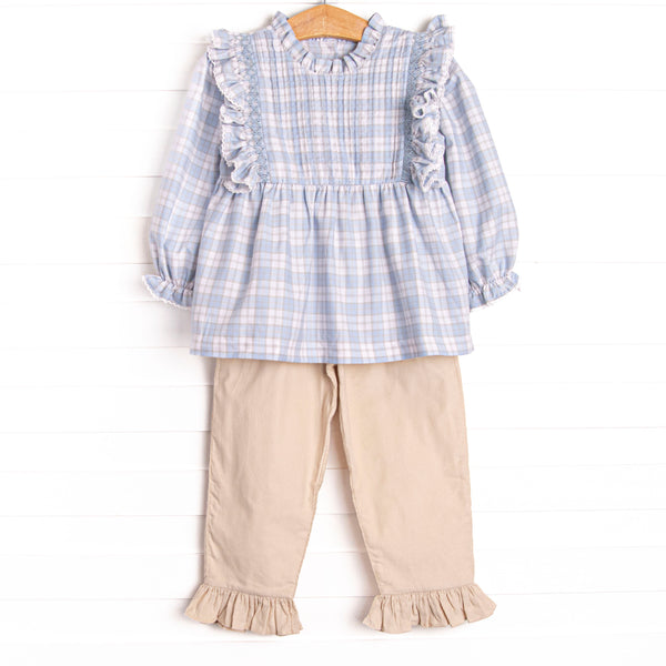 Bleu: Francine Smocked Pant Set, Blue