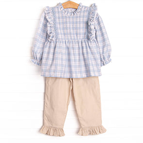 Bleu: Francine Smocked Pant Set, Blue