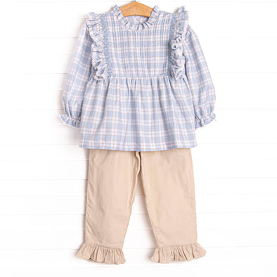 Bleu: Francine Smocked Pant Set, Blue