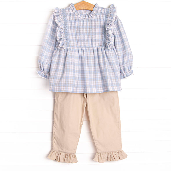 Bleu: Francine Smocked Pant Set, Blue